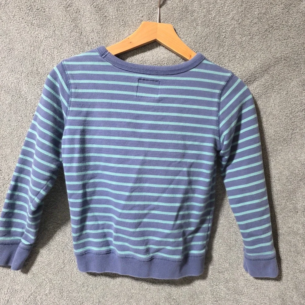 OshKosh Bgosh Kids Blue Teal Striped Cotton French Terry Sweatshirt Size 8